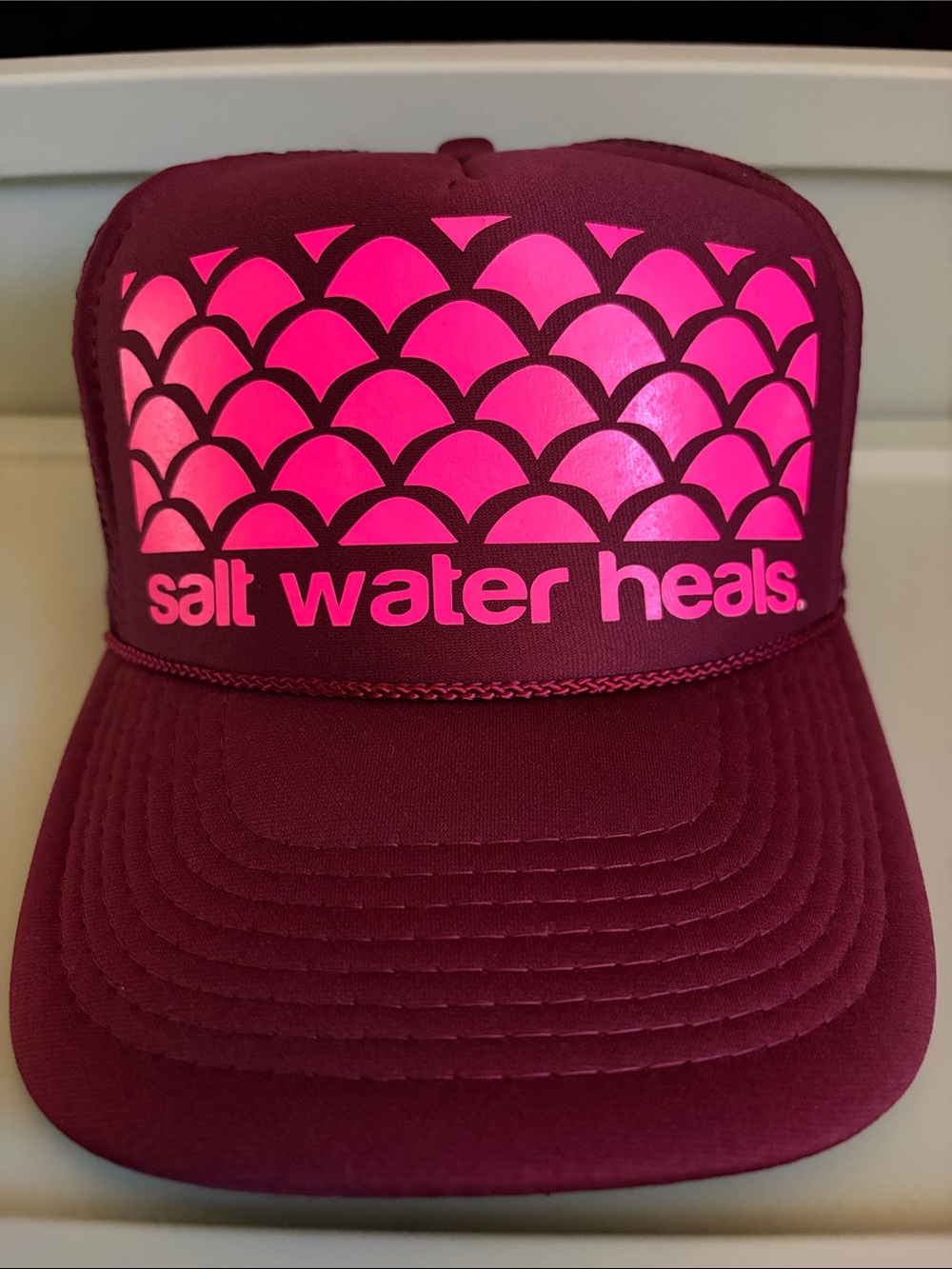 Women's Maroon and Hot Pink Logo Trucker Hat